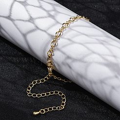 女性用ラックメッキ真鍮カーブチェーンブレスレット  カドミウムフリー＆鉛フリー  901ステンレススチール留め具  18KGP本金メッキ  5-7/8x1/8インチ（15x0.3cm）&nbsp;BJEW-G735-16G