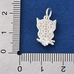 スターリングシルバーのフクロウチャーム925個  丸カン＆スタンプ925個付き  銀  15x9.5x4mm  穴：4mm&nbsp;LS-STER-G045-14S