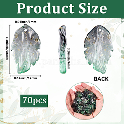ベーキングペイントガラスビーズ70個  トップ掘削  葉  芝生の緑  28x17x4mm  穴：1mm&nbsp;GLAA-PA0001-11A