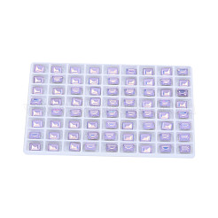 K9ガラスラインストーンカボション  尖ったバック＆バックメッキ  多面カット  長方形  スミレ  8x6x3mm&nbsp;MRMJ-N029-18-03