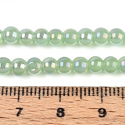 電気メッキジェイド風ガラスビーズ連売り  ラウンド  ABカラーメッキ  淡緑色  4~4.5mm  穴：0.6mm  約97~100個/連  14.76~15.16インチ（37.5~38.5cm）&nbsp;GLAA-T032-J4mm-AB03
