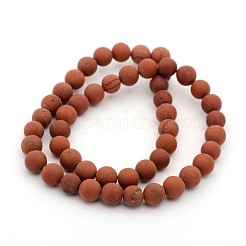 つや消しグレードA天然のレッドジャスパーラウンドビーズ連売り  10mm  穴：1mm  約37個/連  14.5インチ&nbsp;LS-G-M272-17-10mm