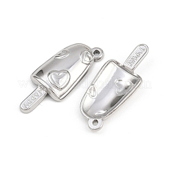 304ステンレスペンダント  アイスクリームのチャーム  ステンレス鋼色  28x12x4mm  穴：1.2mm&nbsp;STAS-L303-27P-01