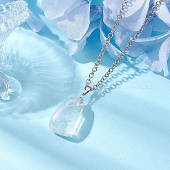 鉄のローロチェーンネックレス  天然水晶ペンダントネックレス  長方形  18.11インチ（46cm）&nbsp;NJEW-JN04858-01
