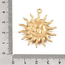 304ステンレスペンダント  槌目模様の太陽のチャーム  ゴールドカラー  38x33.5x2mm  穴：2.5mm&nbsp;SA-CBAD9BF-07G