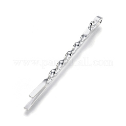 アイアン製ヘアピンパーツ  カン付き  銀色のメッキ  55.5x2x3~6mm  穴：2mm&nbsp;IFIN-F159-01S