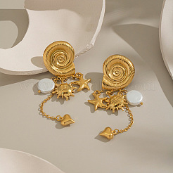 ヒトデと太陽とハートの304ステンレススチール製ダングルイヤリング  18KGP本金メッキ  80mm&nbsp;TJ5703