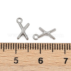 304ステンレススチールチャーム  洗練された  ステンレス鋼色  文字x  8x5.5x2mm  穴：1.2mm&nbsp;STAS-G356-08P-X