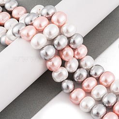 シェルパールビーズ連売り  オーバル  カラフル  12~13x15~16x12mm  穴：1mm  約30個/連  15.5インチ&nbsp;BSHE-L035-E06