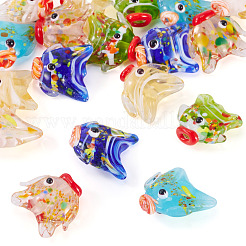 18個6色手作りランプワークビーズ  魚  ミックスカラー  14.5~19x17~21.5x9~10mm  穴：1.2~1.4mm  3個/カラー&nbsp;LAMP-TA0002-12