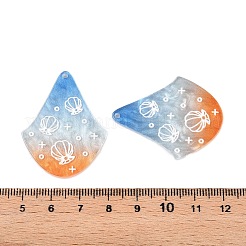 印刷されたアクリルパーツ  海のテーマ  シェル形状  39.5x31x2.5mm  穴：1.5mm&nbsp;OACR-T028-02B