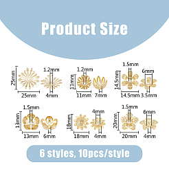 120個 12スタイル 304ステンレススチール ファンシービーズキャップ  花  ミックスカラー  11~25x11~25x3.5~7mm  穴：1.2~2mm  10個/スタイル&nbsp;STAS-DC0014-97