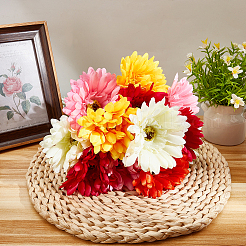 15個 5色布＆植毛人工菊の花  ホームパーティーの結婚式の装飾アクセサリー  ミックスカラー  390x90~93mm  3個/カラー&nbsp;FIND-WR0001-79