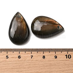 天然石ラブラドライトペンダント  ティアドロップチャーム  25~28x17~20x6~7mm  穴：1.6mm&nbsp;G-F760-01B-06-01A