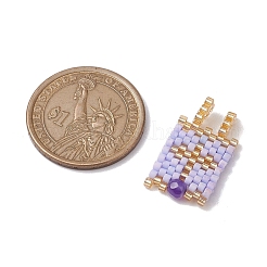 ガラスシードビーズペンダント  天然宝石のビーズで  十字とハートの長方形  ミックスカラー  25x15x4mm  穴：3mm  2個/セット&nbsp;PALLOY-MZ00227