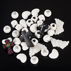 宗教テーマのシリコンフォーカルビーズ  混合図形  ミックスカラー  12~35x12~25x8~12mm  穴：2~3mm  36個/セット&nbsp;SIL-TA0002-96
