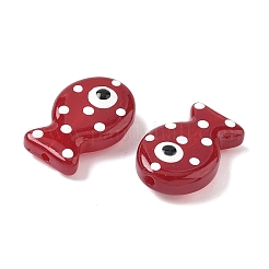 焼き絵の具、ガラス、エナメル、ビーズ  魚  ブラウン  19.5x12.5x6~6.5mm  穴：1.2~1.4mm&nbsp;X-LAMP-D303-04C