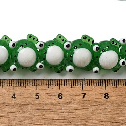手作りランプワークビーズ連売り  カエル  グリーン  13x15.5x12.5mm  穴：2mm  約20個/連  17.87''（45.4センチメートル）&nbsp;LAMP-Z010-02A