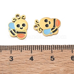 304ステンレススチールエナメルペンダント  イオンプレーティング（ip）  ゴールドカラー  ミツバチ  14x10x1.5mm  穴：1.5mm&nbsp;SA-CBA0F3B-36G-03