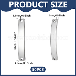 201ステンレススチールリンク/コネクター50個  カーブ四角形  空白タグのスタンプ  ステンレス鋼色  28x4.5x1mm  穴：1.4mm&nbsp;STAS-UN0063-29