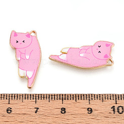 合金エナメルチャーム  プリント付き  カドミウムフリー＆ニッケルフリー＆鉛フリー  猫のチャーム  ゴールドカラー  ミックスカラー  25x13x2mm  穴：1.2~1.4mm&nbsp;ENAM-N063-01