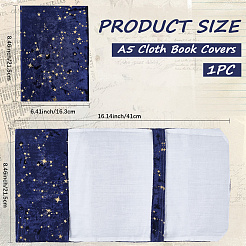 ベルベットのブックカバー  星の模様  長方形のブックラップ  ミッドナイトブルー  217x168x4.5mm&nbsp;AJEW-WH20072-78A