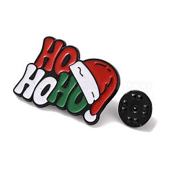 クリスマステーマの単語「ho ho ho」エナメルピン  バックパック服用合金ブローチ  レッド  30x22x1.5mm&nbsp;JEWB-M043-07C