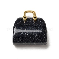 合成ブルーゴールドストーンストーンペンダント  ハンドバッグチャーム  ゴールドカラー  27.5x26x12mm  穴：6.3x5mm&nbsp;KK-E274-01G-12