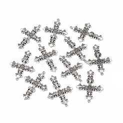 合金ペンダント  カドミウムフリー＆鉛フリー  クロスチャーム  アンティークシルバー  56.5x40.5x4mm  穴：2mm&nbsp;PALLOY-M206-02AS