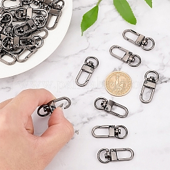 亜鉛合金回転式ナスカン  スイベルスナップフック  ガンメタ色  34x14x6.5mm  穴：10x5mm  30個/箱&nbsp;PALLOY-PH0013-42B