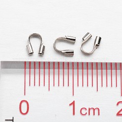 プラチナカラーの真鍮ワイヤー保護者  ニッケルフリー  約4 mm幅  長さ5mm  厚さ1mm  穴：0.5&nbsp;X-KK437-NF