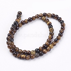 天然石タイガーアイラウンドビーズ連売り  6mm  穴：1mm  約59~62個/連  15インチ&nbsp;G-R200-6mm