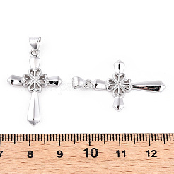 ロジウムメッキ 925 スターリングシルバー ペンダント  クローバークロスとスタンプ925個  プラチナメッキ  28.5x19x2mm  穴：3x5mm&nbsp;STER-T007-42P