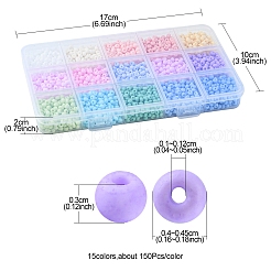 2250個15色6/0ガラスシードビーズ  マカロンカラー  丸い穴  ラウンド  ミックスカラー  4~4.5x3mm  穴：1~1.2mm  約150PCS /カラー&nbsp;SEED-YW0002-09