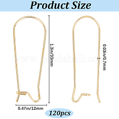 304ステンレススチールフープピアス金具120個  腎臓耳ワイヤー  ゴールドカラー  33x12x0.7mm  21ゲージ&nbsp;STAS-SP0001-28