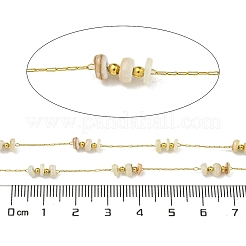 イオンプレーティング（IP）304ステンレスリンクチェーン  貝殻と糸巻き付き  ハンダ付け  フローラルホワイト  8mm&nbsp;CHS-Q008-01G-06