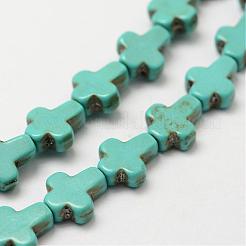 合成ハウライトビーズ連売り  染め  クロス  ダークシアン  10.5x8.5x3.5mm  穴：1mm  約37個/連  14.7インチ&nbsp;G-P228-25