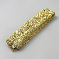 10ヤードのスパークルポリエステル菱形レーストリム  プラスチックスパンコール付き  ゴールド  2-3/8インチ（61mm）  約10.00ヤード（9.14m）/ロール&nbsp;OCOR-WH20022-025A