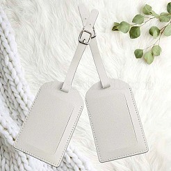 カットホロー 4個 PUレザー ラゲッジタグ  鉄のクラスプ付  旅行IDラベル  スーツケース名札  ホワイト  111x70mm&nbsp;OFST-CL0001-01B-04