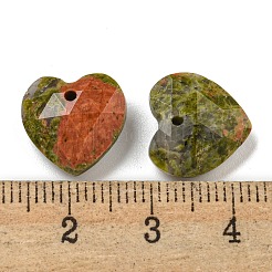 天然ユナカイトのファセットハートチャーム  13x13x6mm  穴：1mm&nbsp;G-G123-01G