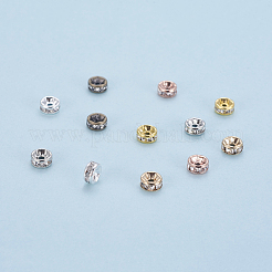 真鍮製ラインストーンスペーサービーズ  グレードAAA  ストレートフランジ  ニッケルフリー  混合金属色  ロンデル  クリスタル  6x3mm  穴：1mm  20個/カラー  6色  120個/箱&nbsp;RB-JP0002-12-NF