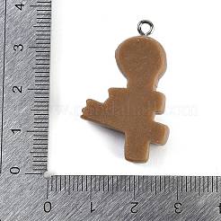ハロウィーンのテーマ樹脂ペンダント  白金鉄パーツ  スカル  33.5x20.5x7.5mm  穴：2mm&nbsp;RESI-M046-01D