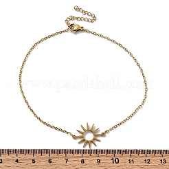 304ステンレススチールサンリンクブレスレット  女性用アズキチェーンブレスレット  ゴールドカラー  9-5/8インチ（24.3cm）&nbsp;BJEW-F521-02G
