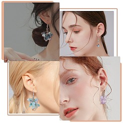 DIYの宝石イヤリング作成キット  天然蛍石＆アメジスト＆インディアンチップビーズを含む  合金ツリーペンダント  真鍮のピアスフック&nbsp;DIY-SZ0009-49