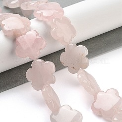 天然石ローズクォーツビーズ連売り  花  20x20x6mm  穴：1.4mm  約20個/連  14.57~14.96インチ（37~38cm）&nbsp;G-F769-X01-02