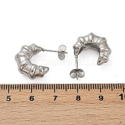 304ステンレススチールスタッドピアス  クロワッサン  ステンレス鋼色  17x7.5mm&nbsp;EJEW-S272-02P