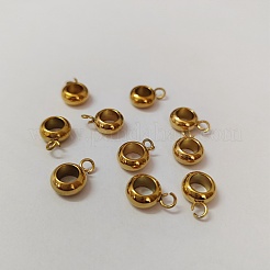 イオンプレーティング（IP）304ステンレス鋼チューブベイル  ループベイル  ロンデル保釈ビーズ  ゴールドカラー  11x8x4mm  穴：2mm  内径：4.6mm&nbsp;STAS-H216-18G