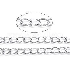 アルミカーブチェーン  溶接されていない  スプールで  銀  15x10x2mm  約32.81フィート（10m）/ロール&nbsp;CHA-T001-39S