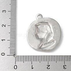 304ステンレスペンダント  肖像画チャーム  ステンレス鋼色  25.5x22.5x3mm  穴：1.8mm&nbsp;STAS-I330-011P
