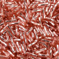 ガラスツイストビューグルビーズ  銀並ぶ  トマト  7x2mm  穴：0.8mm  約15000個/ポンド&nbsp;SEED-C004-06A